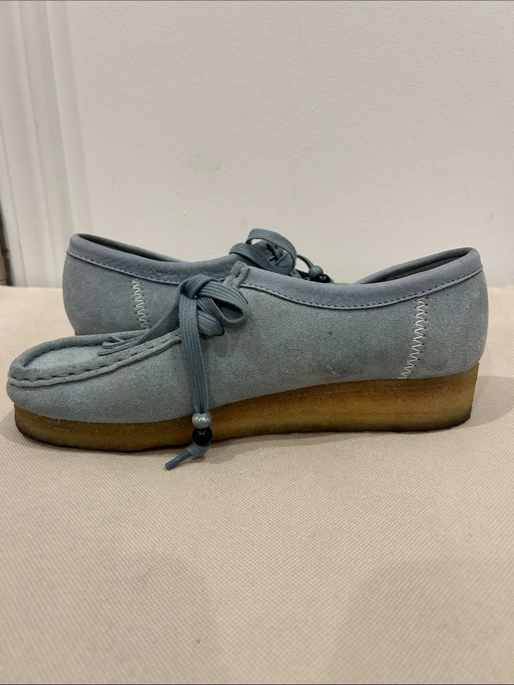 Clarks Blue Suede Tassel Wallabee Loafer - Picture 7 of 12